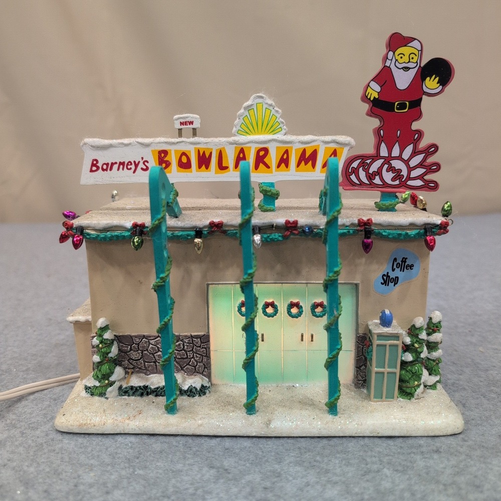 Barneys Bowlarama Lighted Christmas Village Building Retro Bowling Alley Decor - Picture 4 of 10